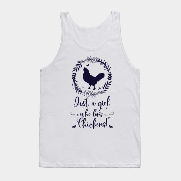 Just A Girl Who Loves Chickens Silhouette Tank Top by brodyquixote